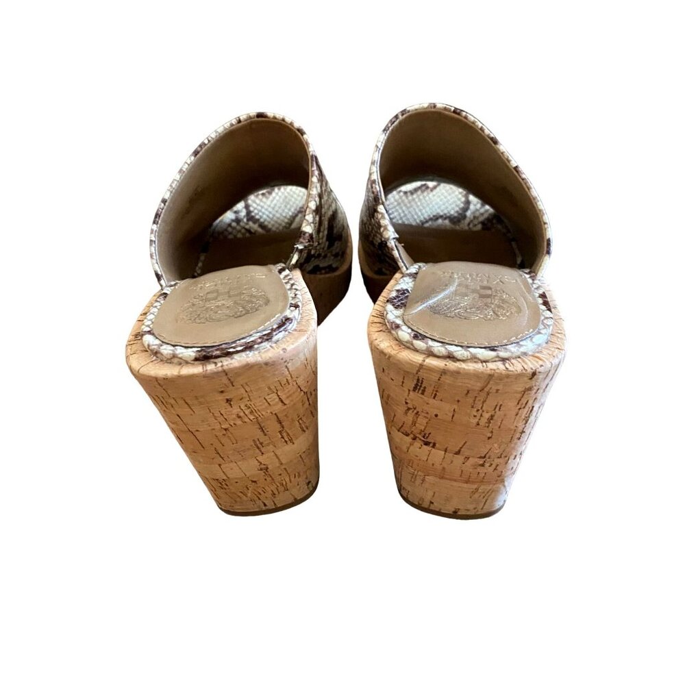 Vince Camuto Chaisen SNAKESKIN Leather Slide Platform Cork Wedge Size 9M Women - Picture 2 of 6